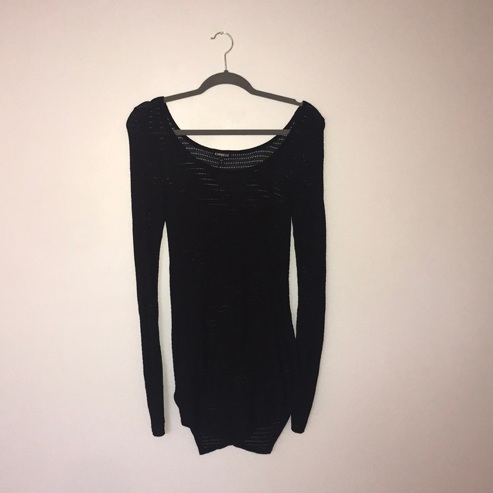 Express Asymmetrical Black Long Sleeve Shirt